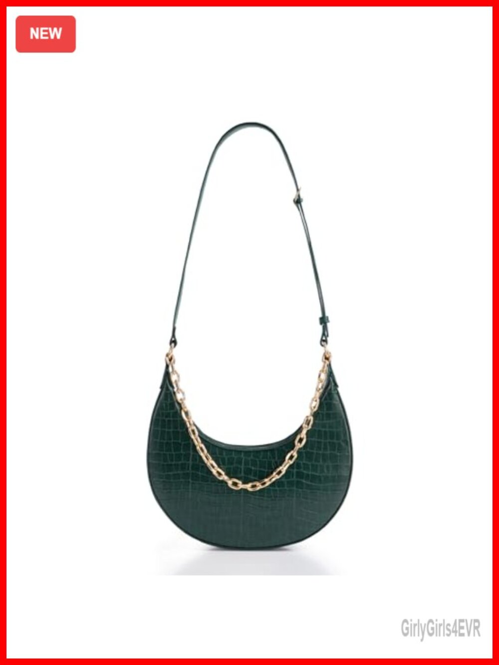 Vegan Leather Crocodile Print Crossbody Saddle Bag Adjustable Strap